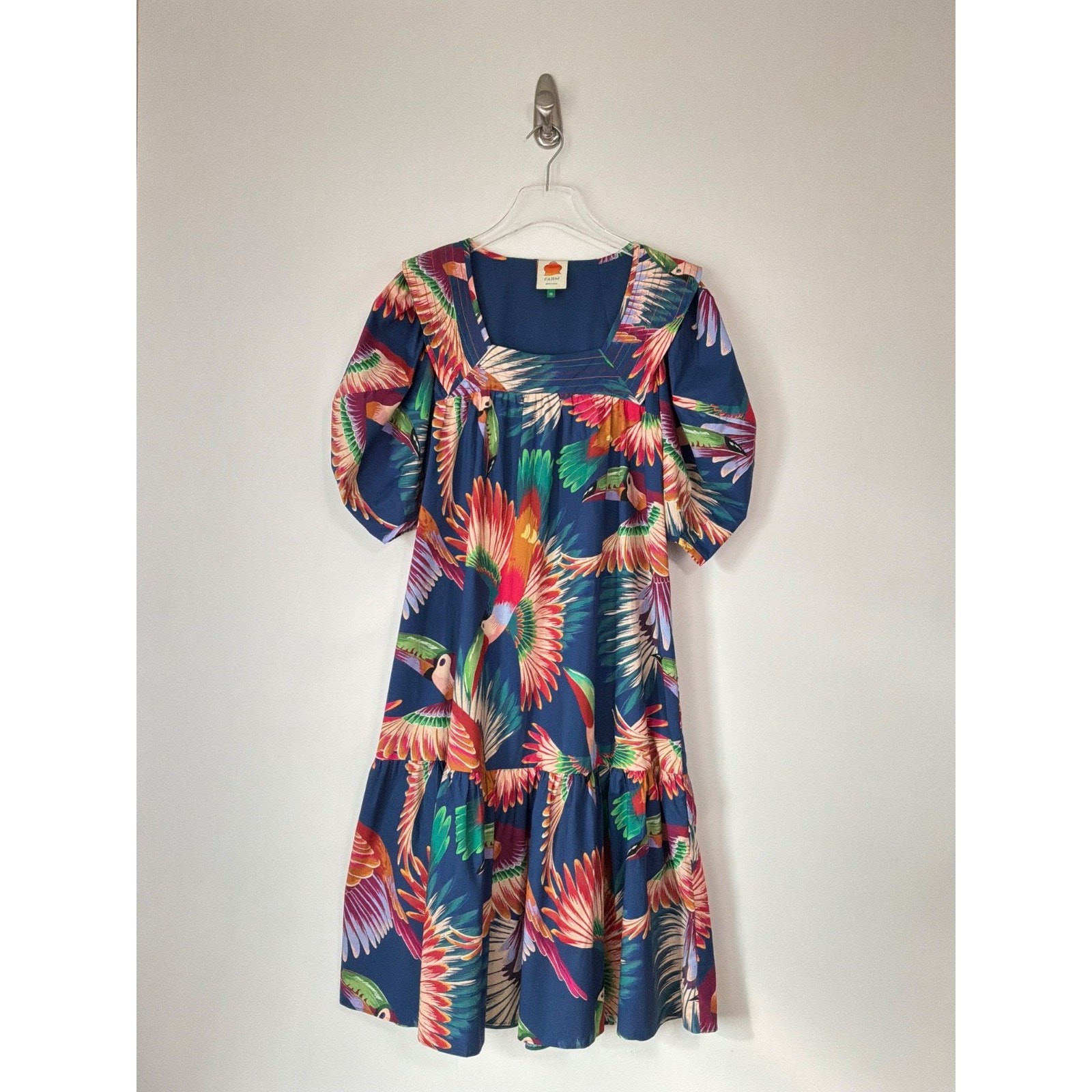 Farm Rio x Anthropologie Toucan Puff Sleeve Midi Dress Size XS