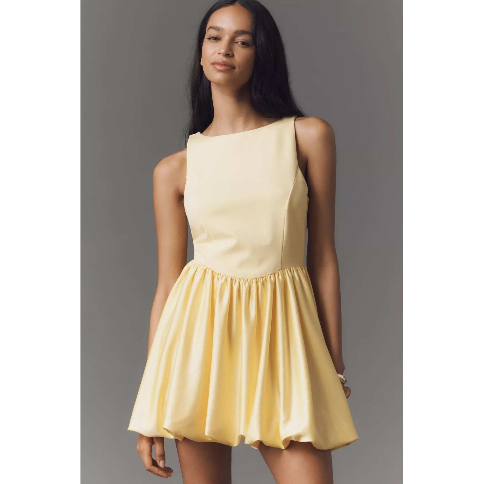 Maeve Anthropologie Yellow Bubble Hem Sleeveless Mini Dress Size M NWT