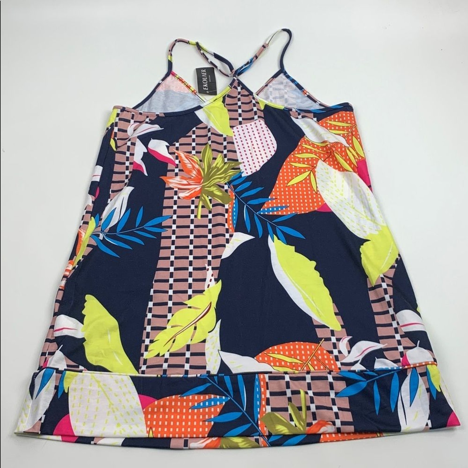 Ekouaer Colorful Sleeveless Tank Patterned Top Dress Racerback Size Small NEW