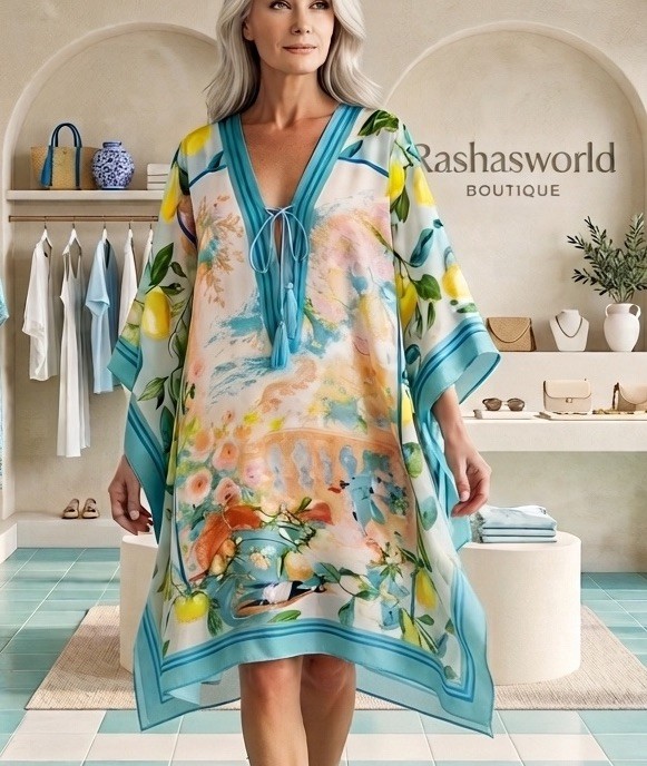 ANTICA SARTORIA LOOK FOR THE VESPA LEMONS FUN PRINT PONCHO NWT OS-XL