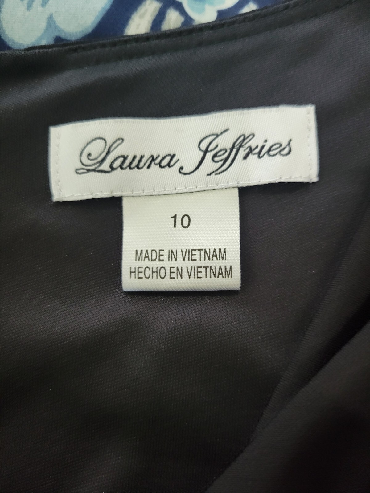 Laura Jeffries Black Drape Neck Dress Size 10 Ruched Waist Short Sleeve