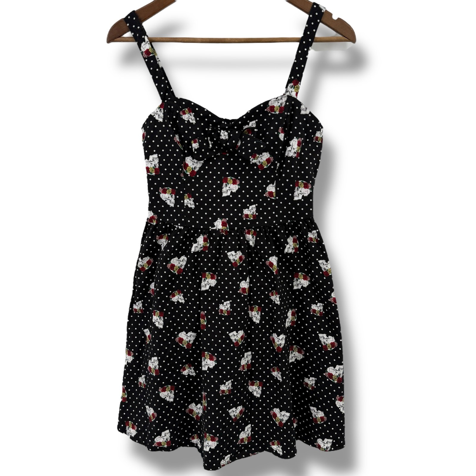 Hot Topic Skull Flower Polka Dot Mini Dress Size Small Punk Goth Halloween