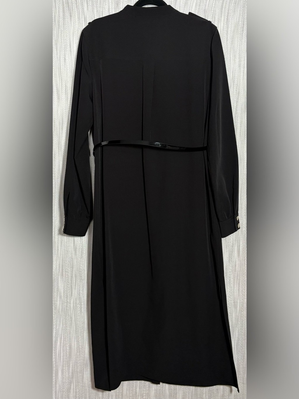 Tommy Hilfiger Black Long-Sleeve Button Shirt Dress with Belt