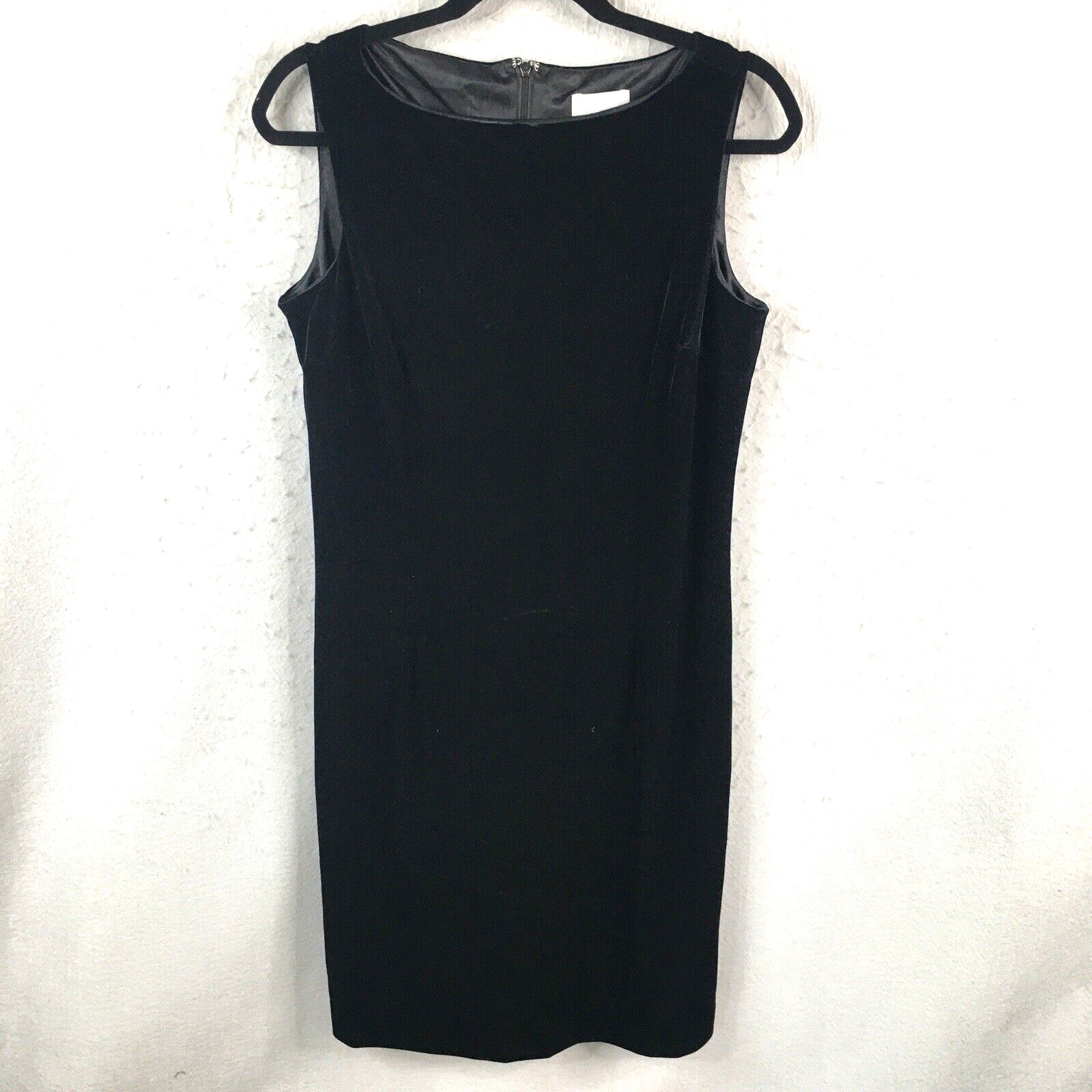 Vintage Black Velvet Dress Womens 8 Black Velour Stretch Christmas Classic