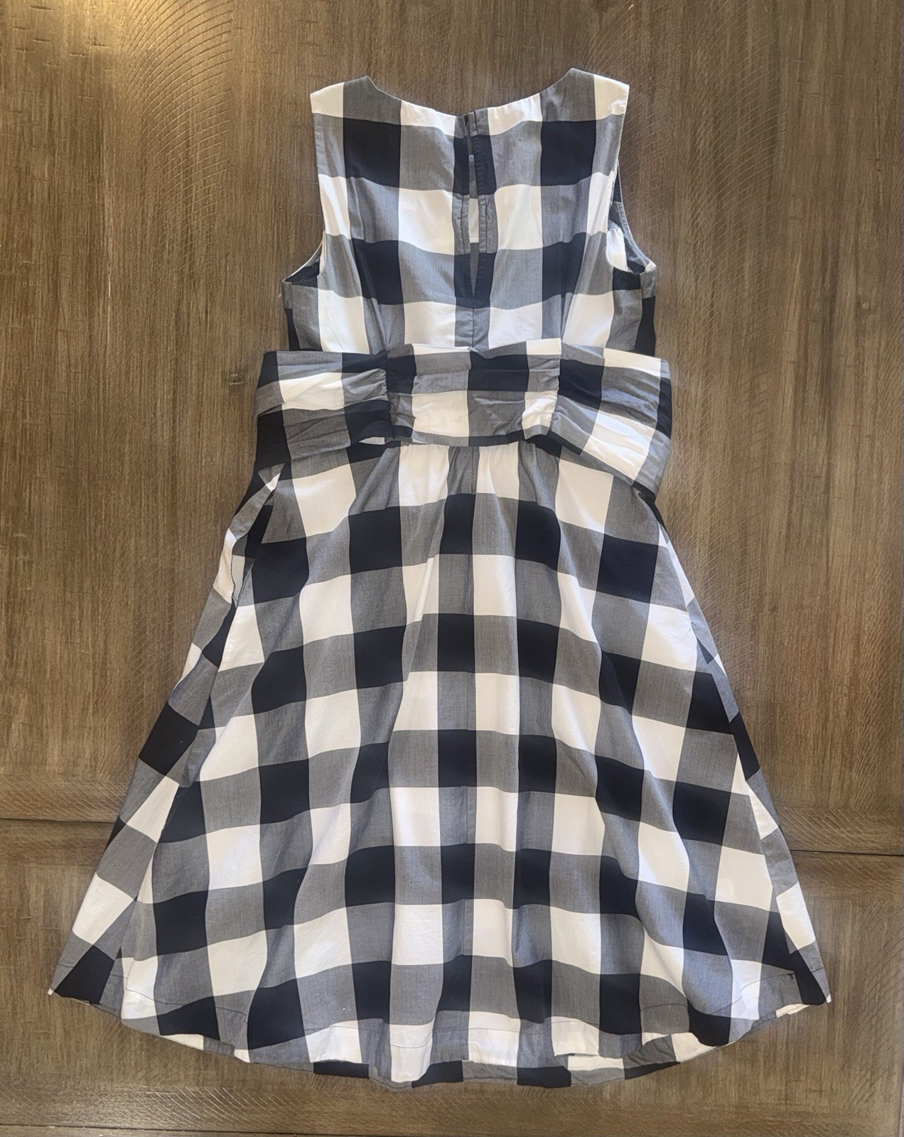 Ann Taylor Black White Gingham Plaid Tie Waist Midi Sleeveless Dress Cotton XS
