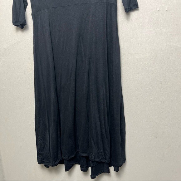 Eileen Fisher Black Lyocell Silk Blend Cowl Neck Jersey Midi Witchy Dress Size M