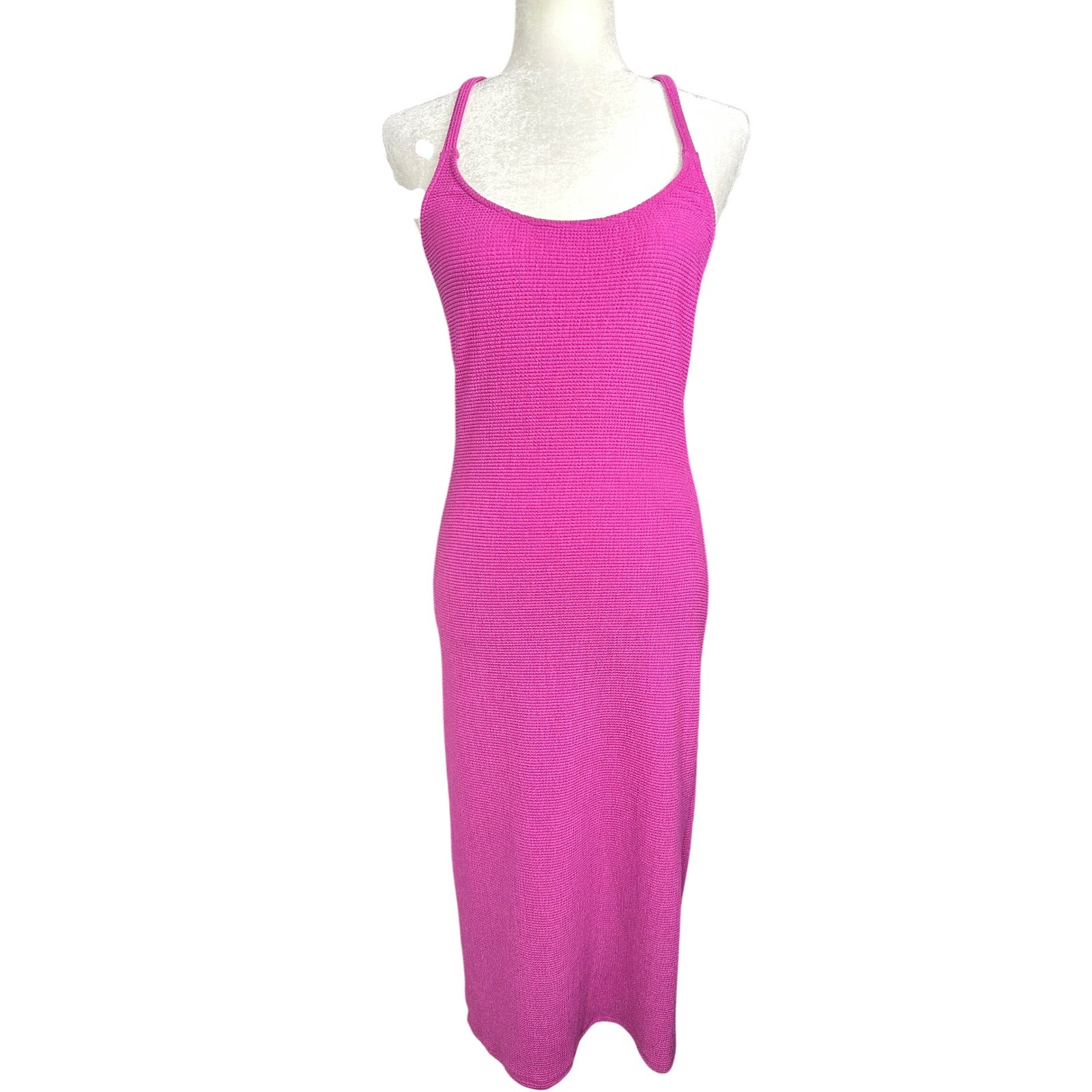 Privacy Please Midi Dress Womens M Pink Textured Knit Summer Beach Vacation NEW