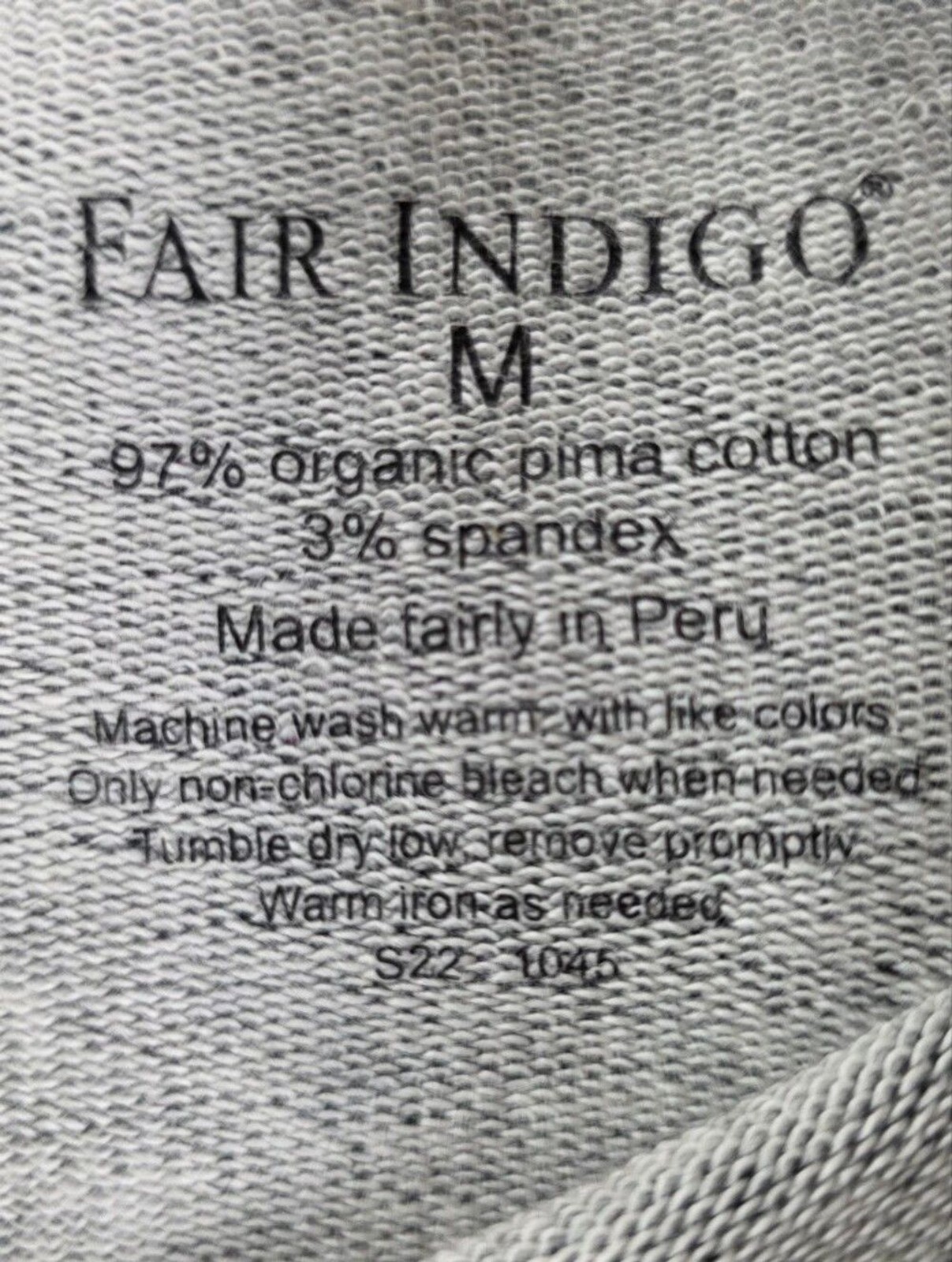 Fair Indigo Organic Cotton French Terry T-Shirt MIni Dress Grey Wmn’s Med