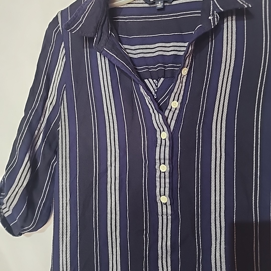 Max Edition Shift Dress Blue Striped 3/4 Sleeve Casual Women’s Small