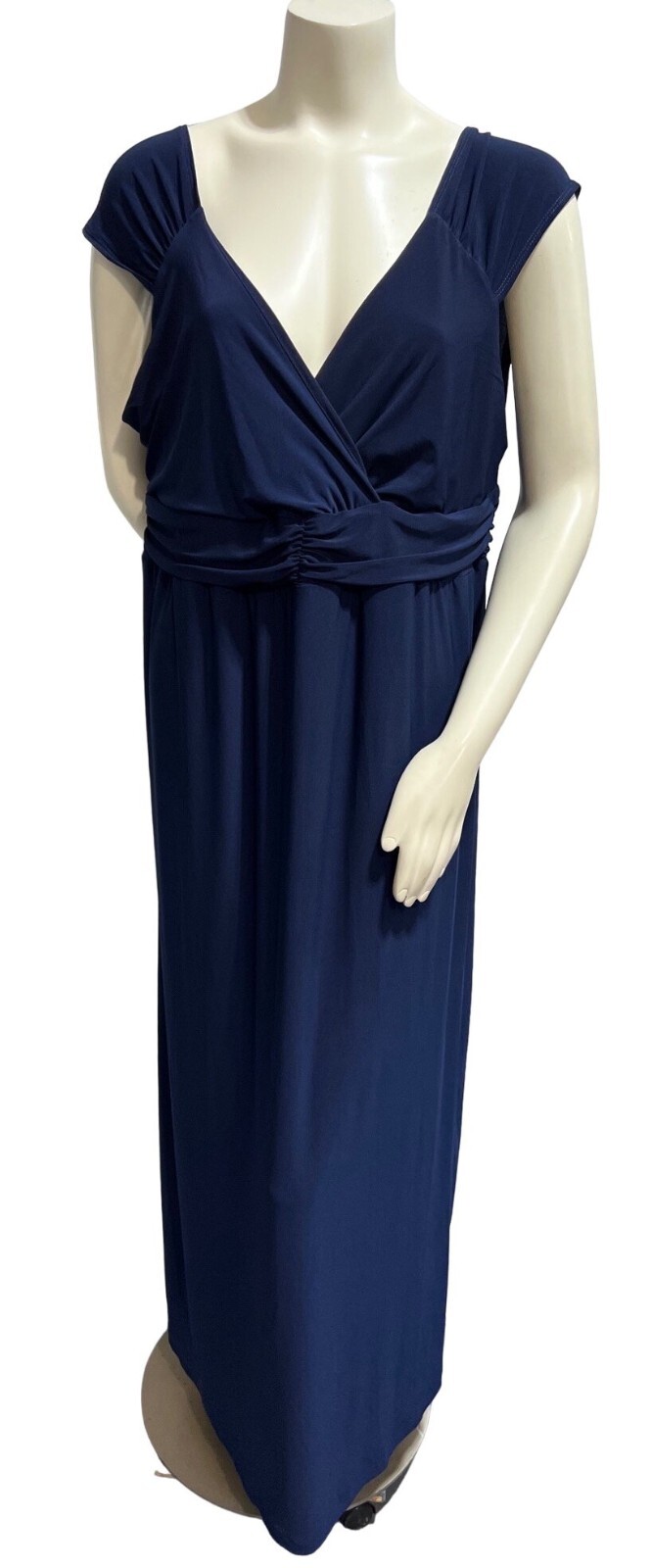 NY Collection Womens Navy Sleeveless Maxi Evening Empire Waist Dress Plus 1X New