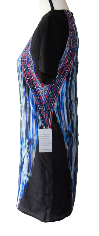 Greylin Size XS Geometric Kaleidoscope Print Keyhole Back Shift Dress
