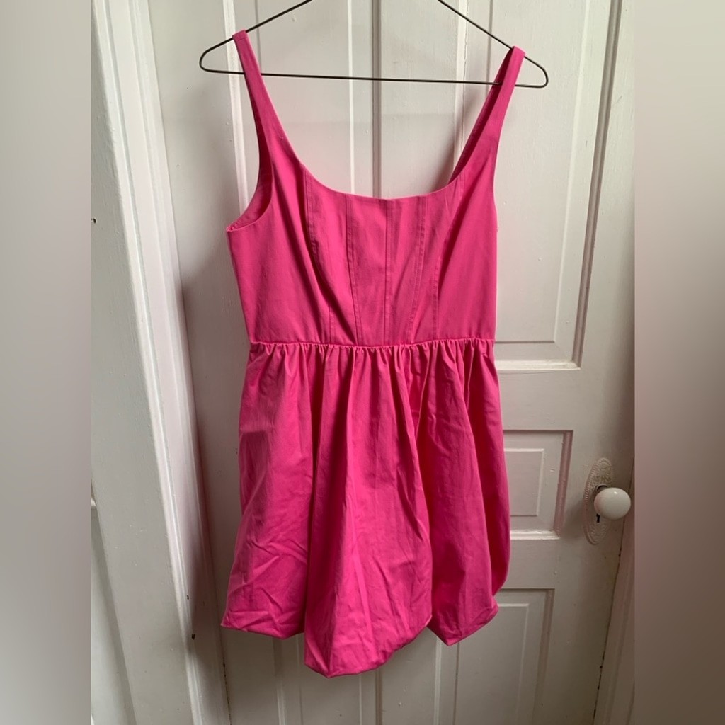 NWT Adrianna Papell Square Neck Bubble Hem Dress Pink/Fuchsia Size 12
