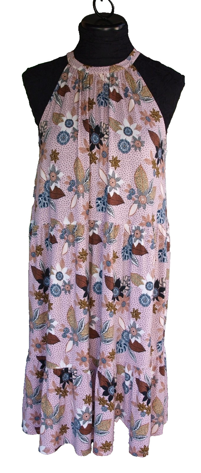 Halter Style Ruffle Bottom Knee Length LOFT Dress Sz. L 44″ Bust
