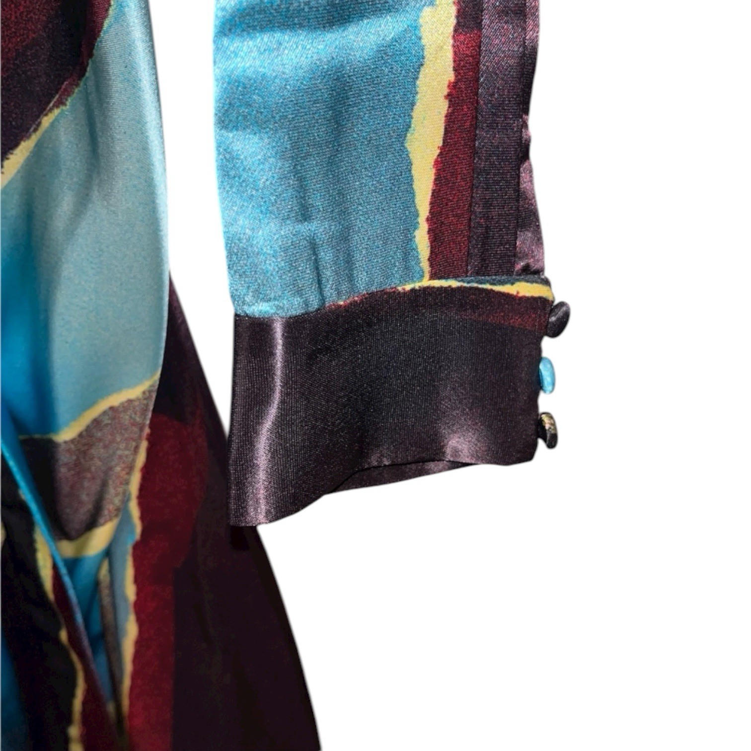 Christopher John Rogers Wheatpaste Satin Maxi Dress Scarf Neck Multicolor 4 🟡