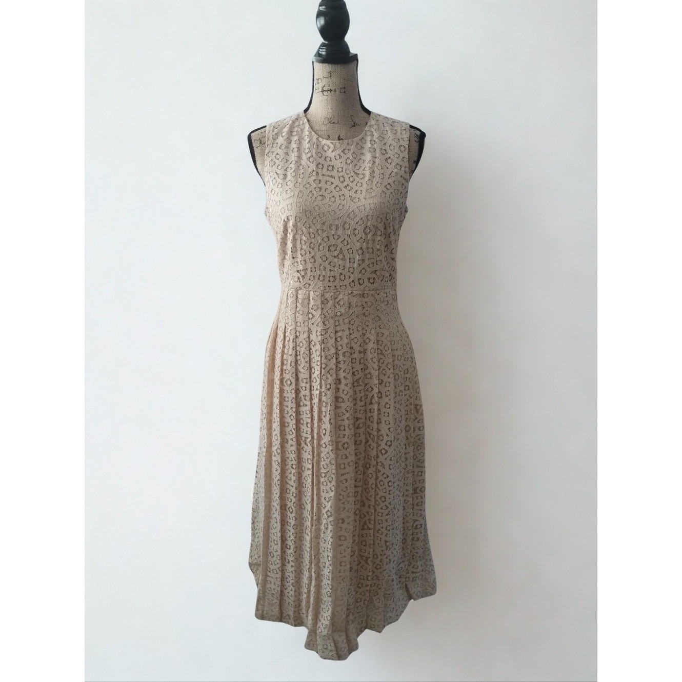 J Crew Midi Lace Dress Fitted Bodice Pleated Skirt Detail Women’s Size 6