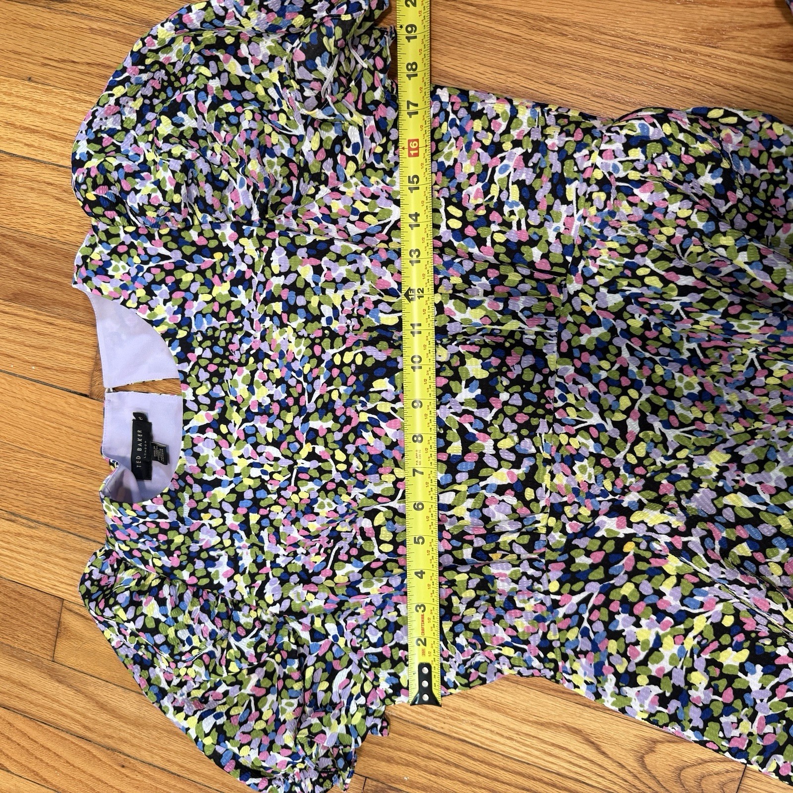 Ted Baker Deyja Printed Midi Puff Sleeve Dress Size 3 (8)
