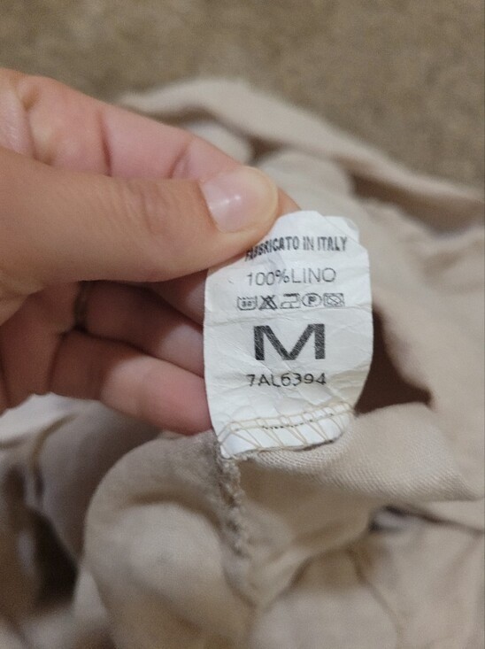 Marina Grey Linen Crochet-Trim Sleeveless Dress in Light Taupe Size Medium
