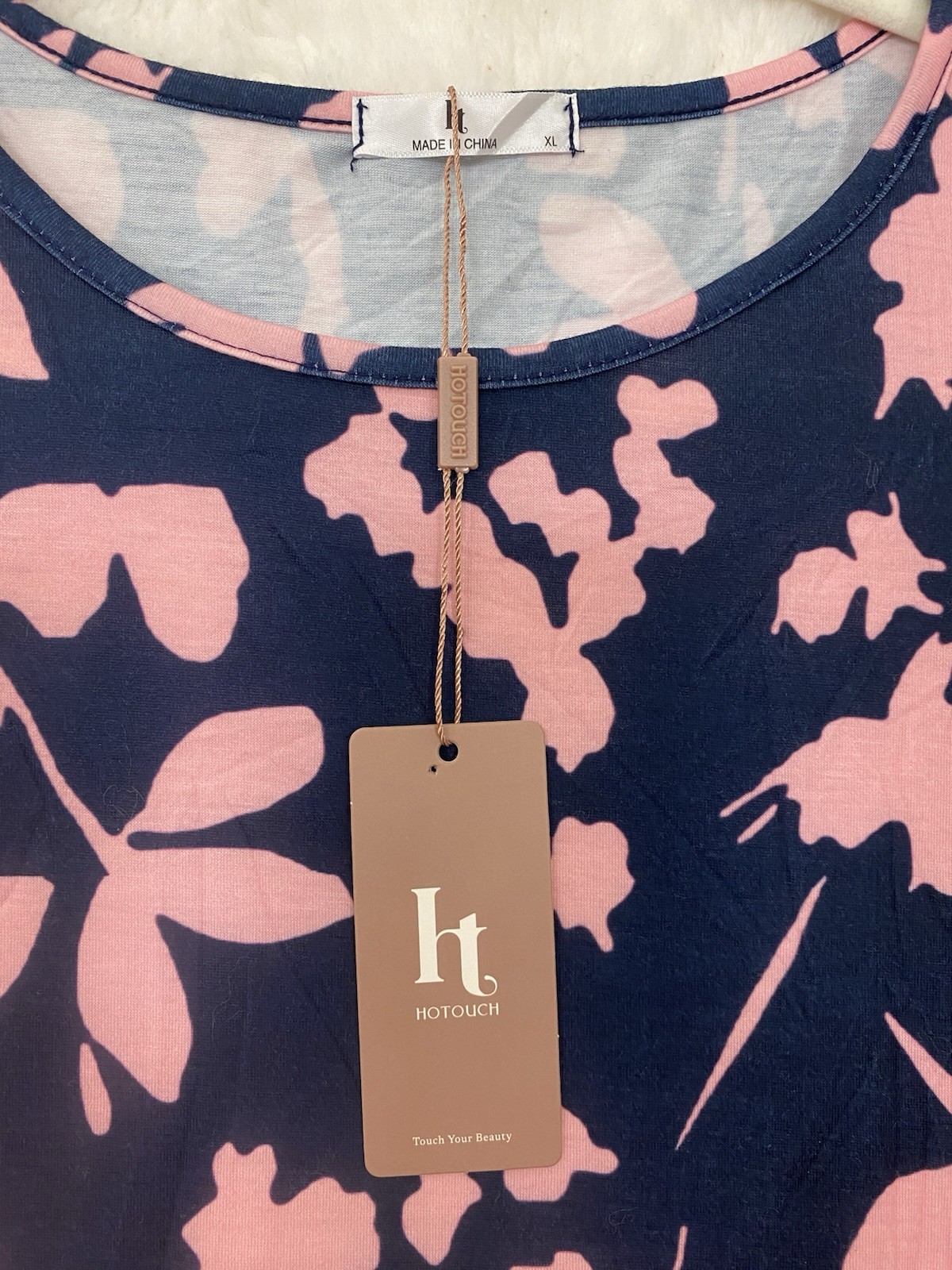 Womens Floral Ruffle Hem Sleeveless Midi Dress Size XL Navy & Pink Jersey NWT