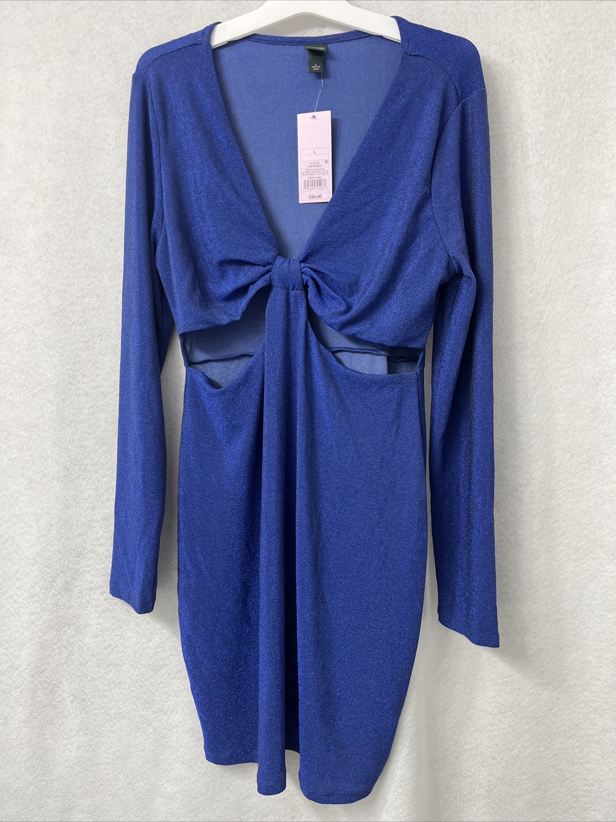 Women’s Long Sleeve Cut Out Lurex Bodycon Dress – Wild Fable™ Lapis – Size L