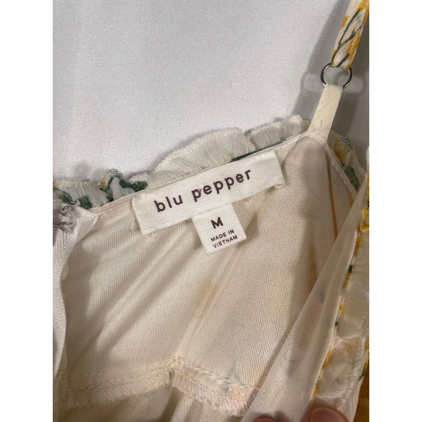 Blu Pepper Womens Cream Yellow Floral Tiered Ruffle Midi Dress Medium