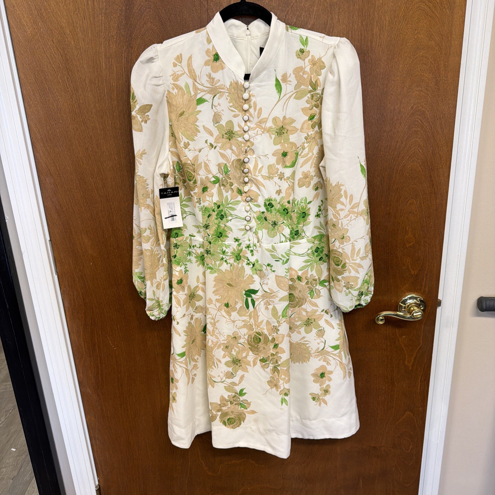 Elie Tahari Dress Womens Floral Balloon Sleeve Size 8