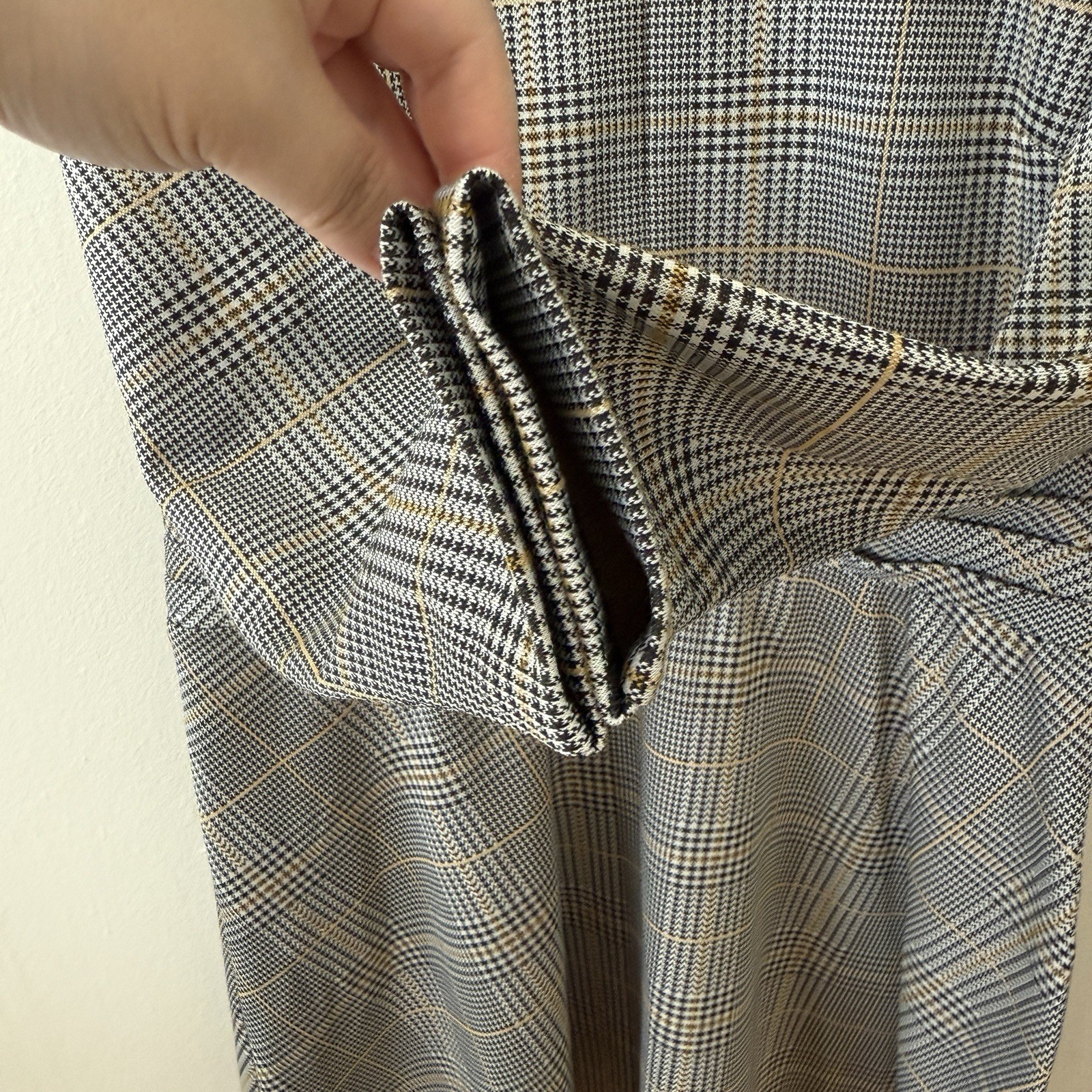 ME + EM Houndstooth Plaid Bracelet Sleeve Fit & Flare Dress US 12 Academia
