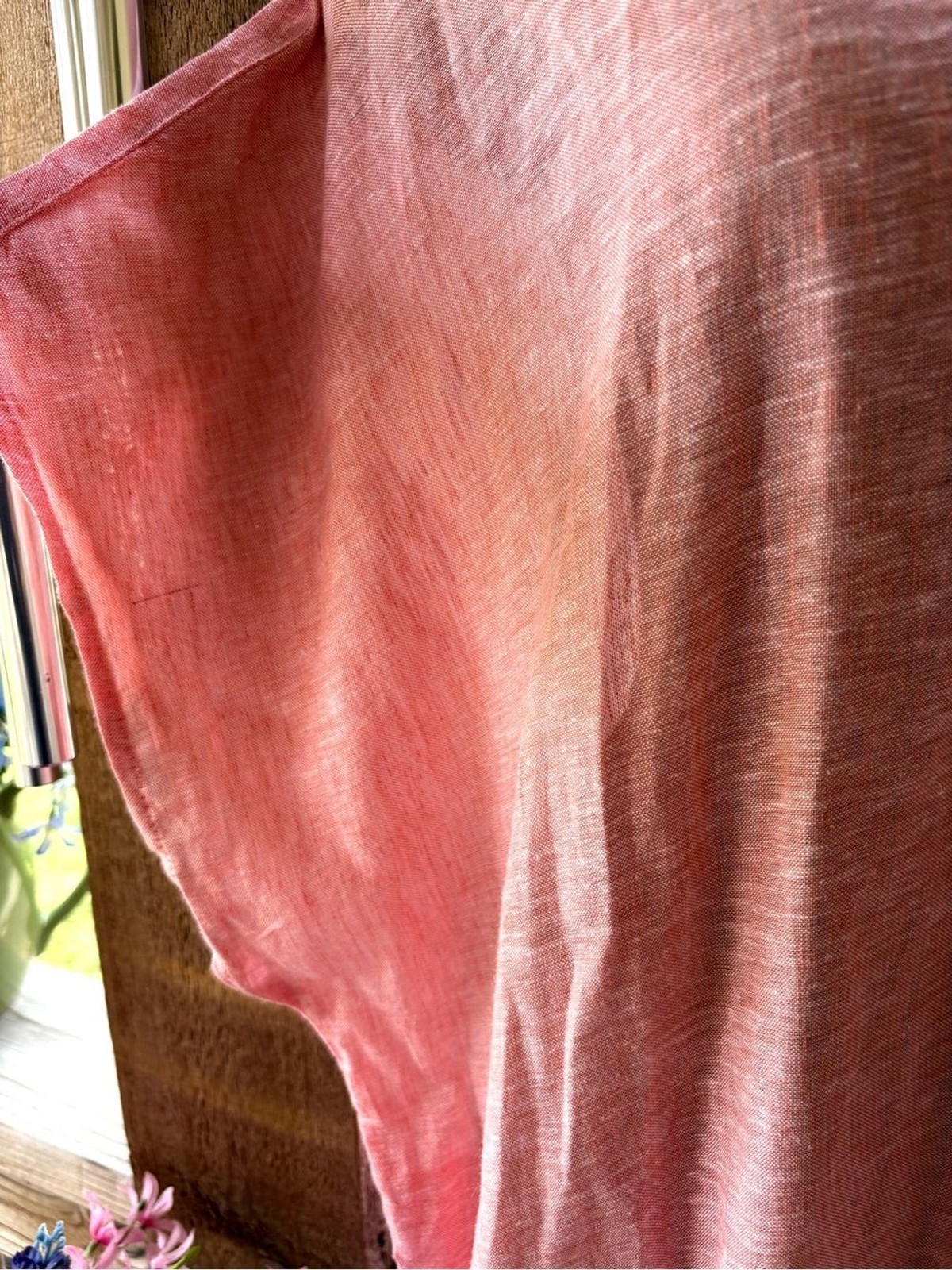Tahari Peachy Orange Caftan Style Short Wide Sleeve Linen Maxi Dress or Cover