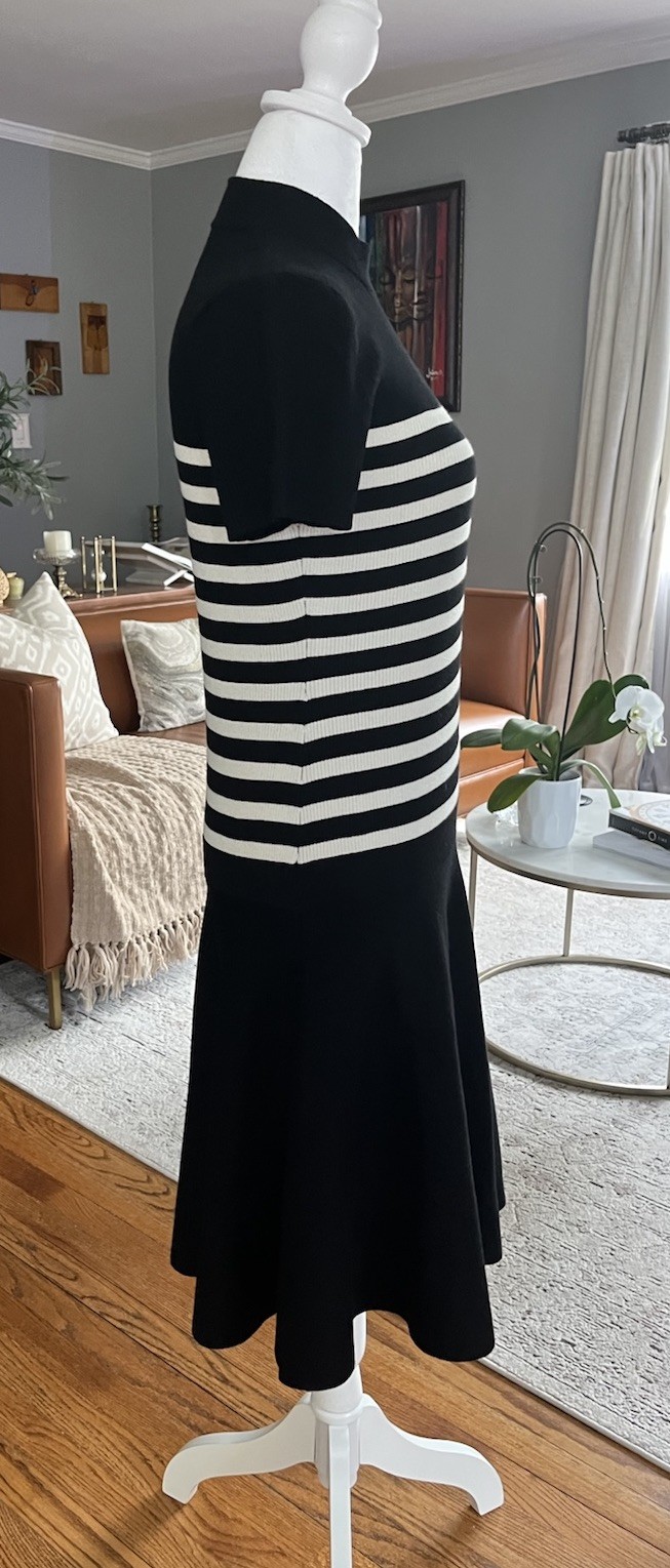 G/FORE Peter Millar Striped Black and White Mock Neck Sweater Knit Golf Dress