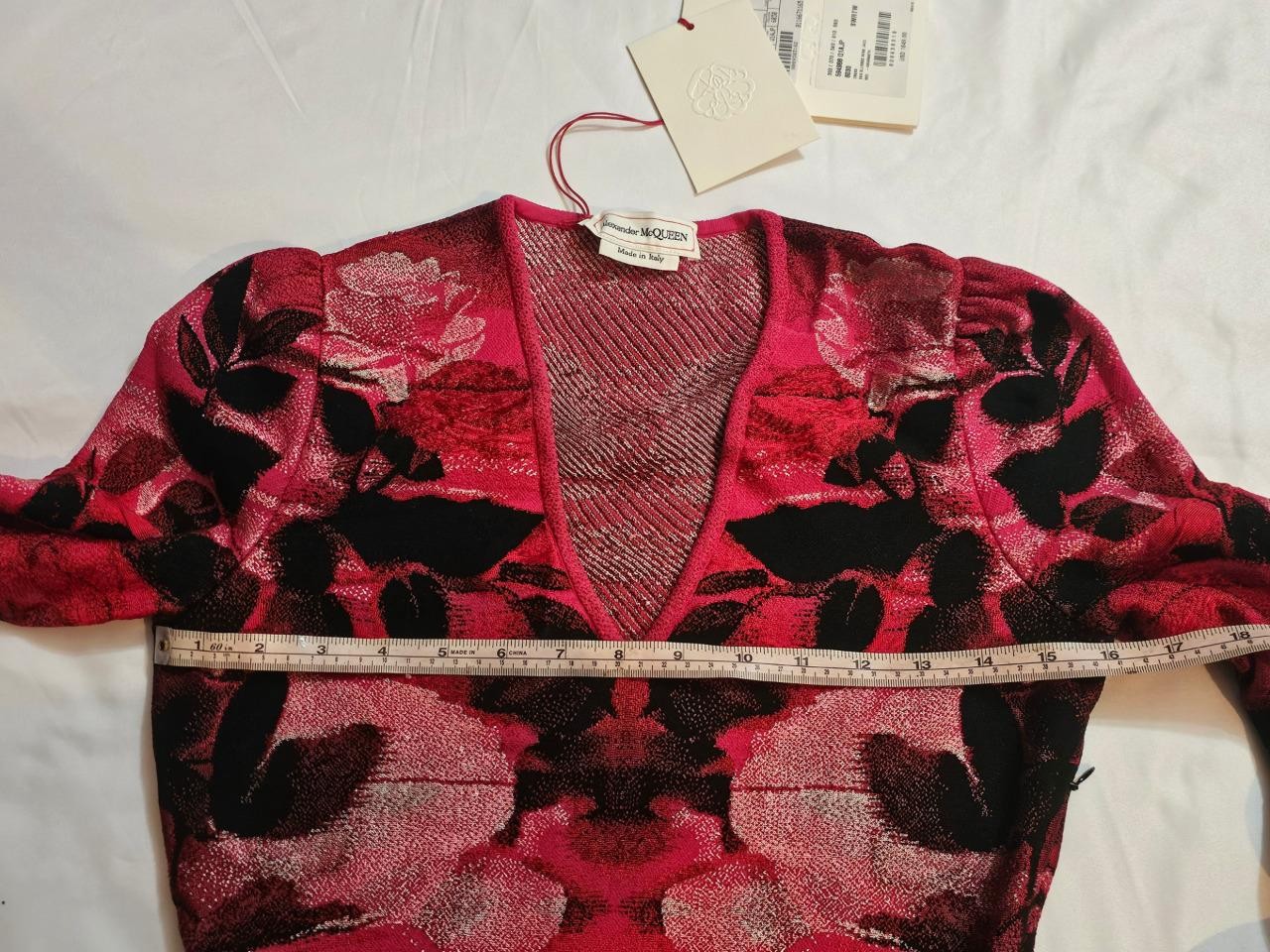 Alexander McQueen NWT Blurred Rose Jacquard Silk Dress Amaranth Red – S – $1600