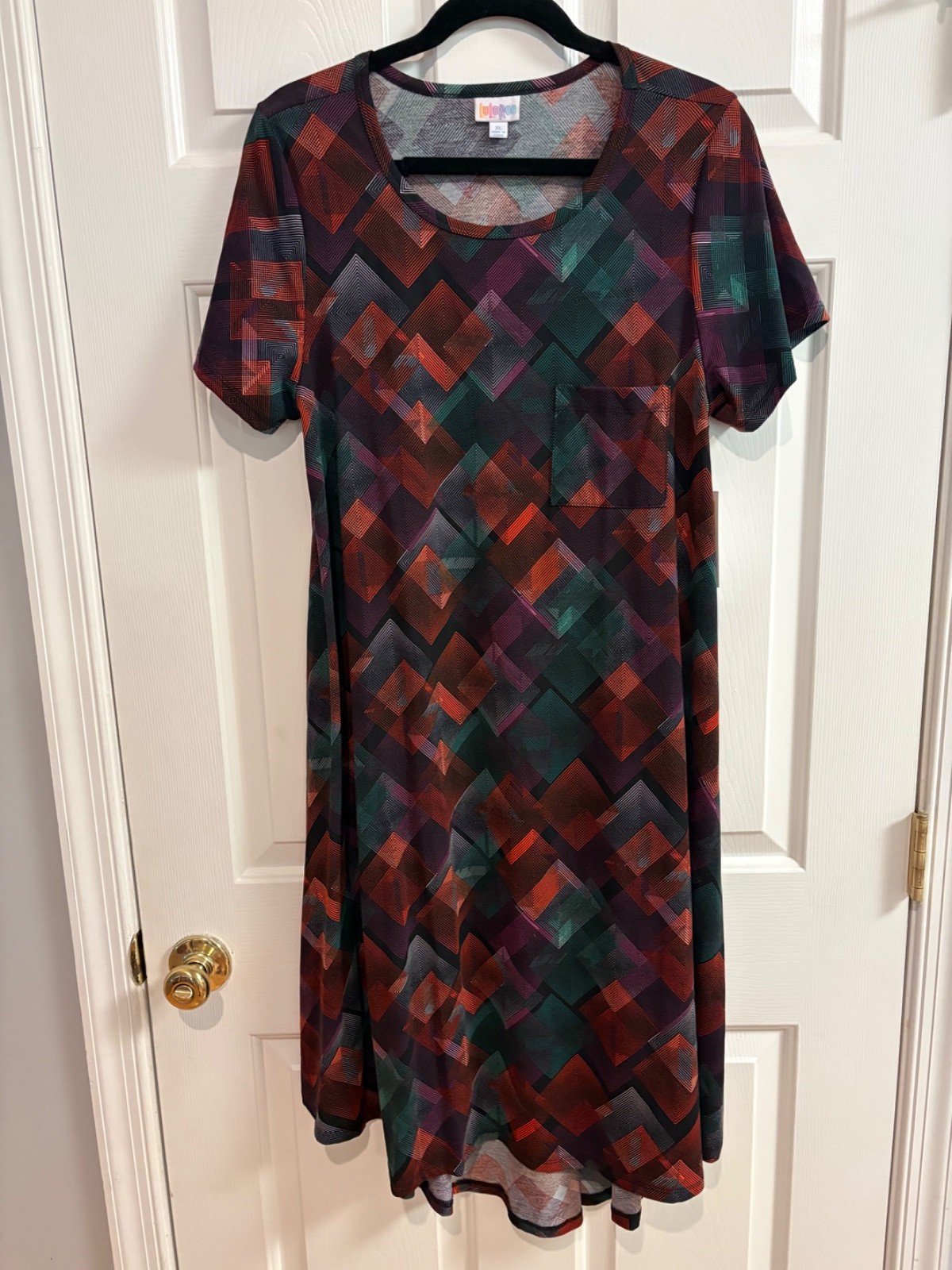 LuLaRoe NWT Carly dress XL (16-18); colorful, diamond geometric print