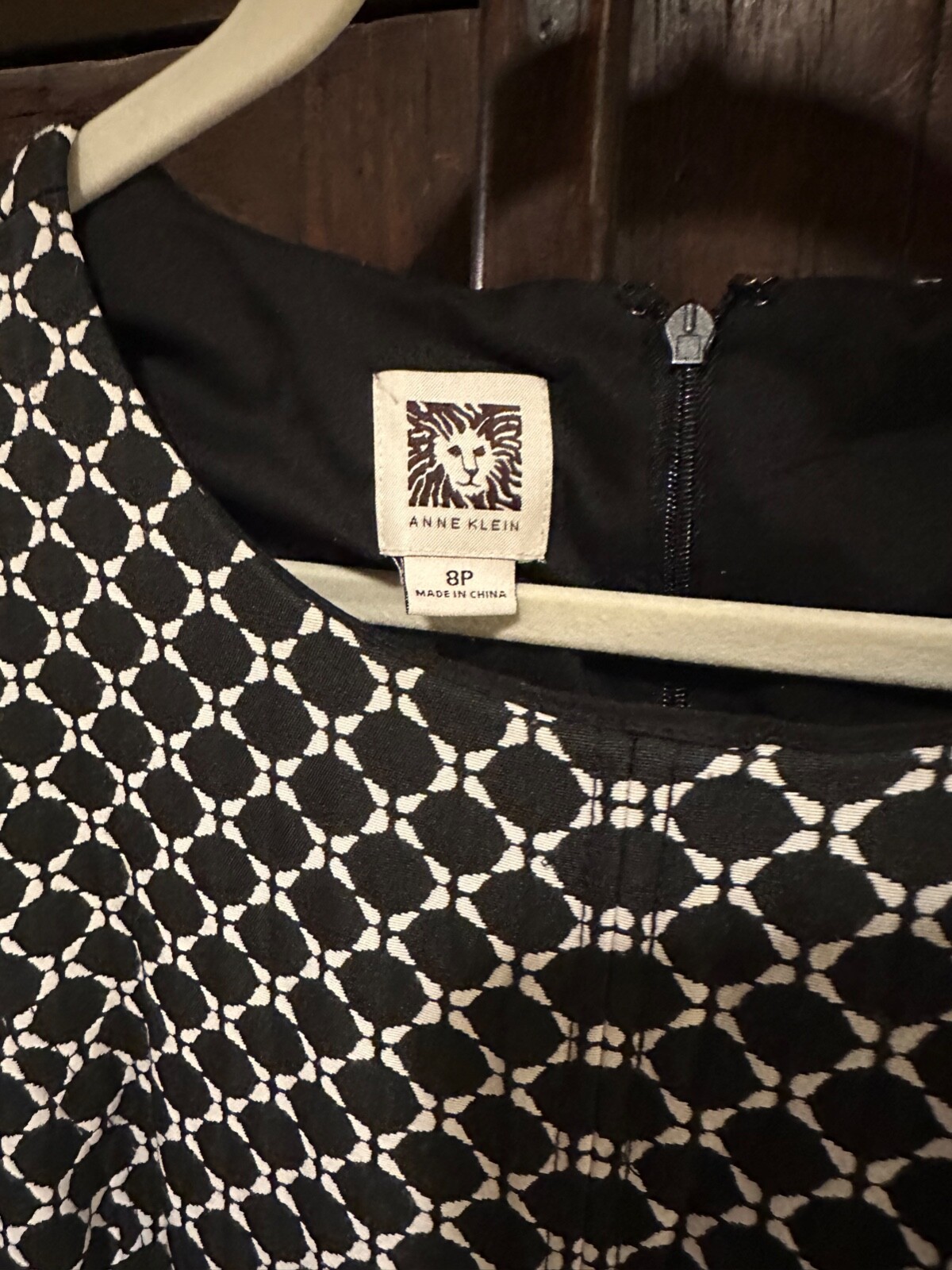 Anne Klein Black & White Multi Pattern Pencil Flair Dress 8P Dry Clean Only
