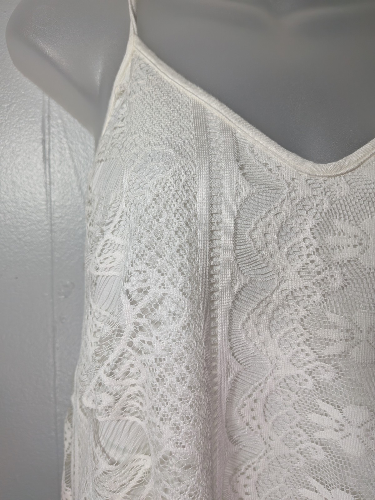 Large Antique Lace Drop Ruffle Cami White Lined Dress Fairy Romantic New