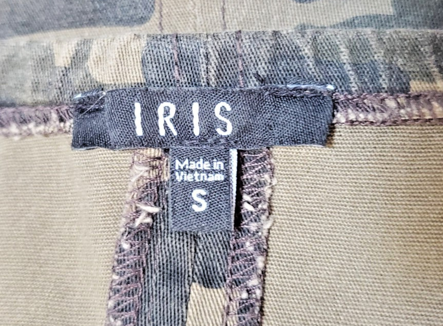 Iris Camouflage Zip Front Adjustable Spaghetti Straps Mini Womans Dress sz Sm