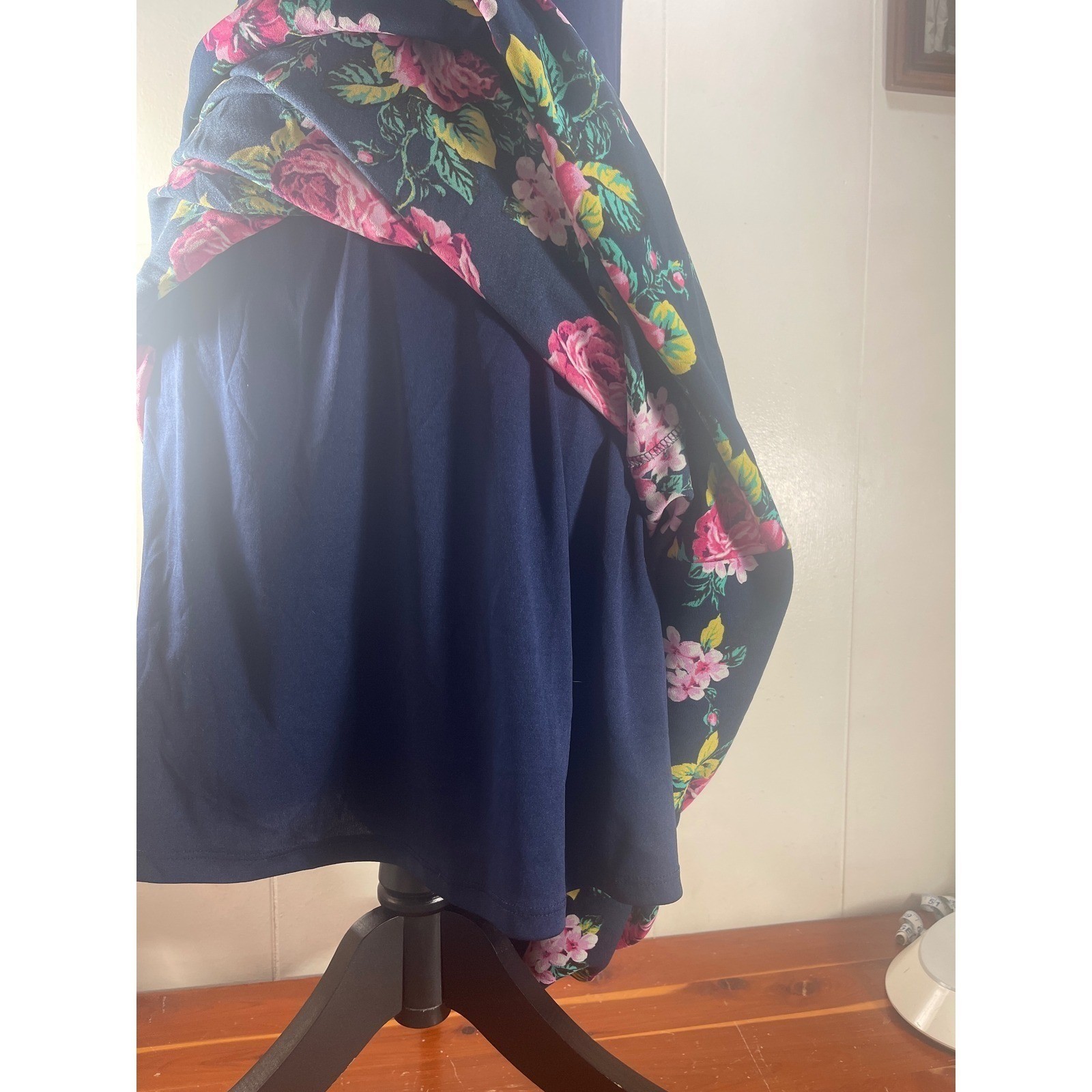 Navy Blue Floral Maxi Dress Sleeveless Casual Spring Summer Sun Dress romantic