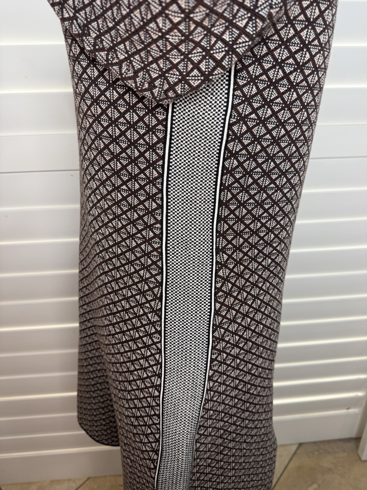 Tory Burch Brown and Beige Geometric Midi Dress – Size S