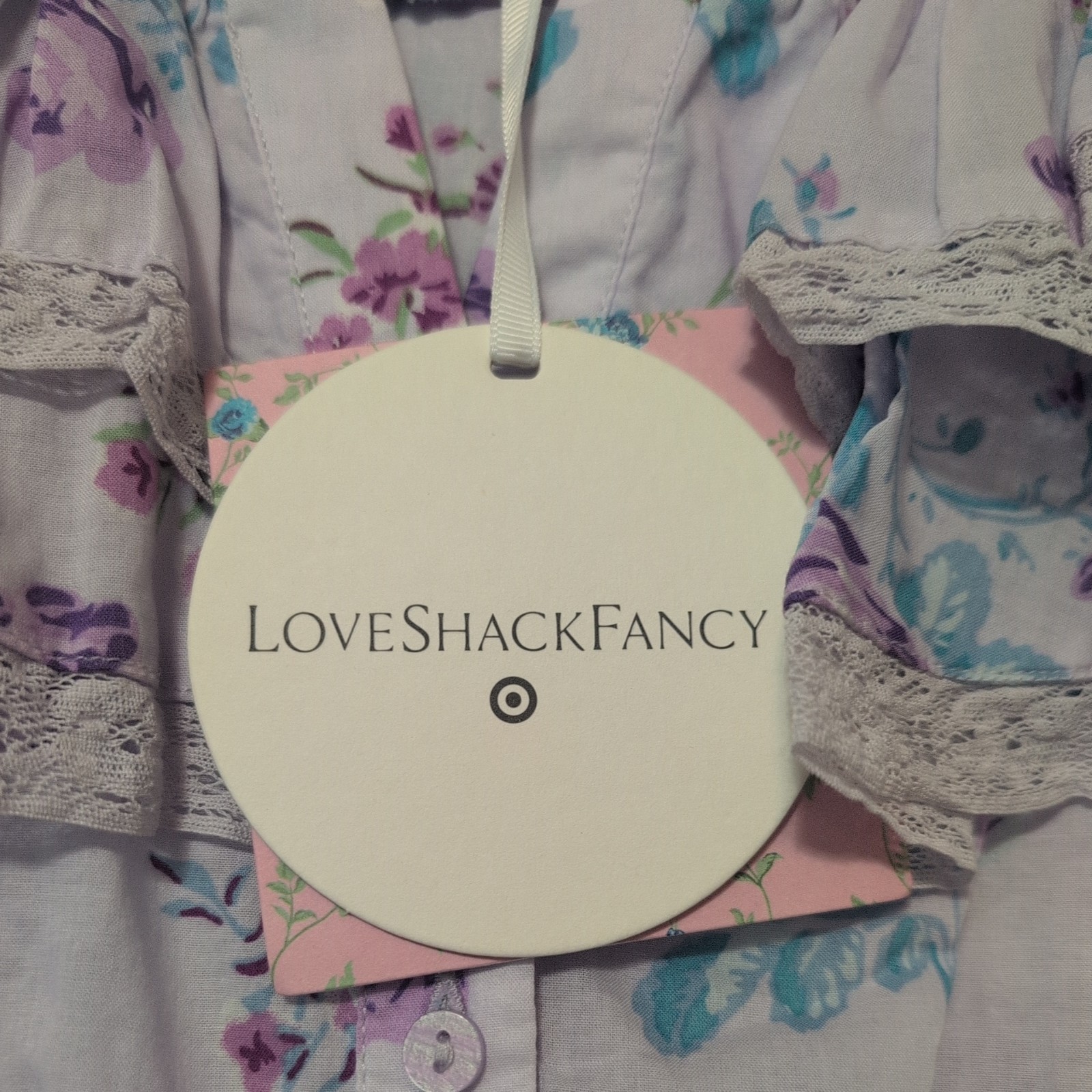 NEW LoveShackFancy x Target Lou Double Ruffle Dress Women Small Lavender Floral
