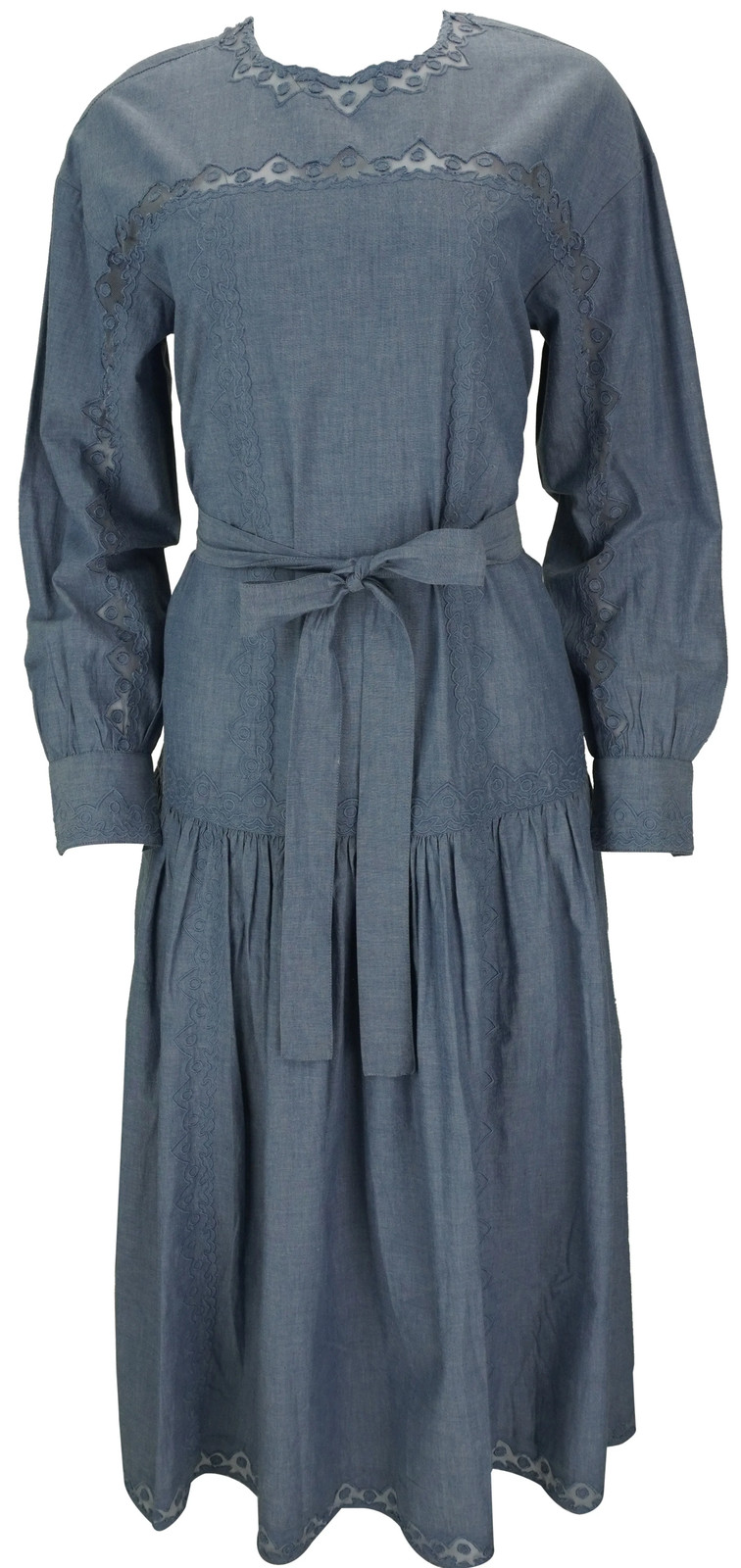 Ulla Johnson Brin Drop Waist Long Sleeve Dress in Chambray