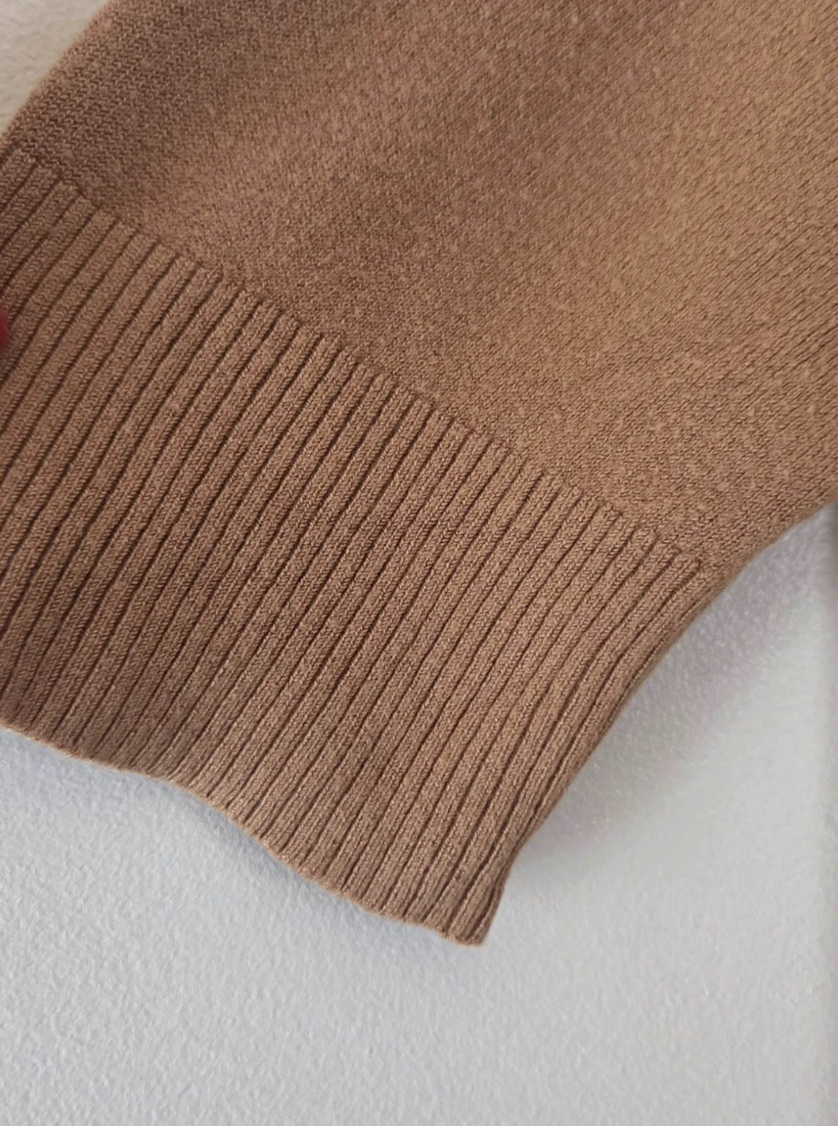 Focus 2000 Brown Knit Sweater Dresss Ribbed Neckline Size S
