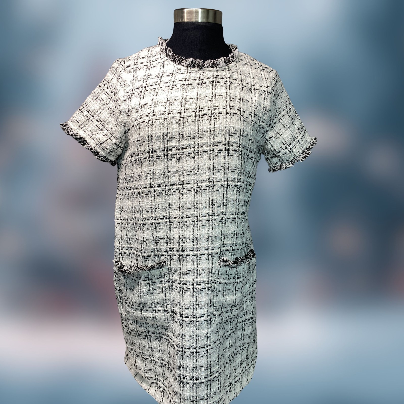 Plaid Fringe‑Trim Pocket Dress – Women’s Medium (Branded Unknown)