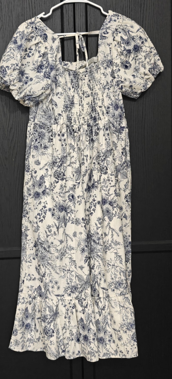 Indigo Rose cottagecore maxi dress blue and white floral print L Cotton