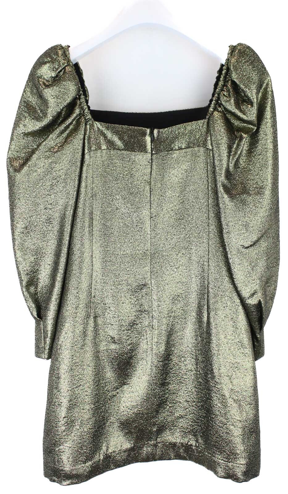 Sandro Julie Dress Womens (Eu) 38 Glitter Ruched Sleeves Square Neck Mini