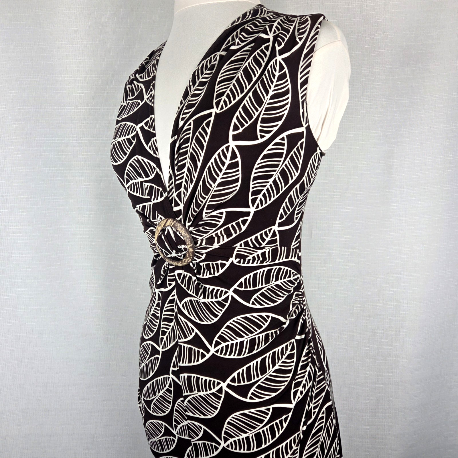 Candie’s Brown Midi Sleeveless Dress Women’s Medium Bodycon Tropical Resortwear