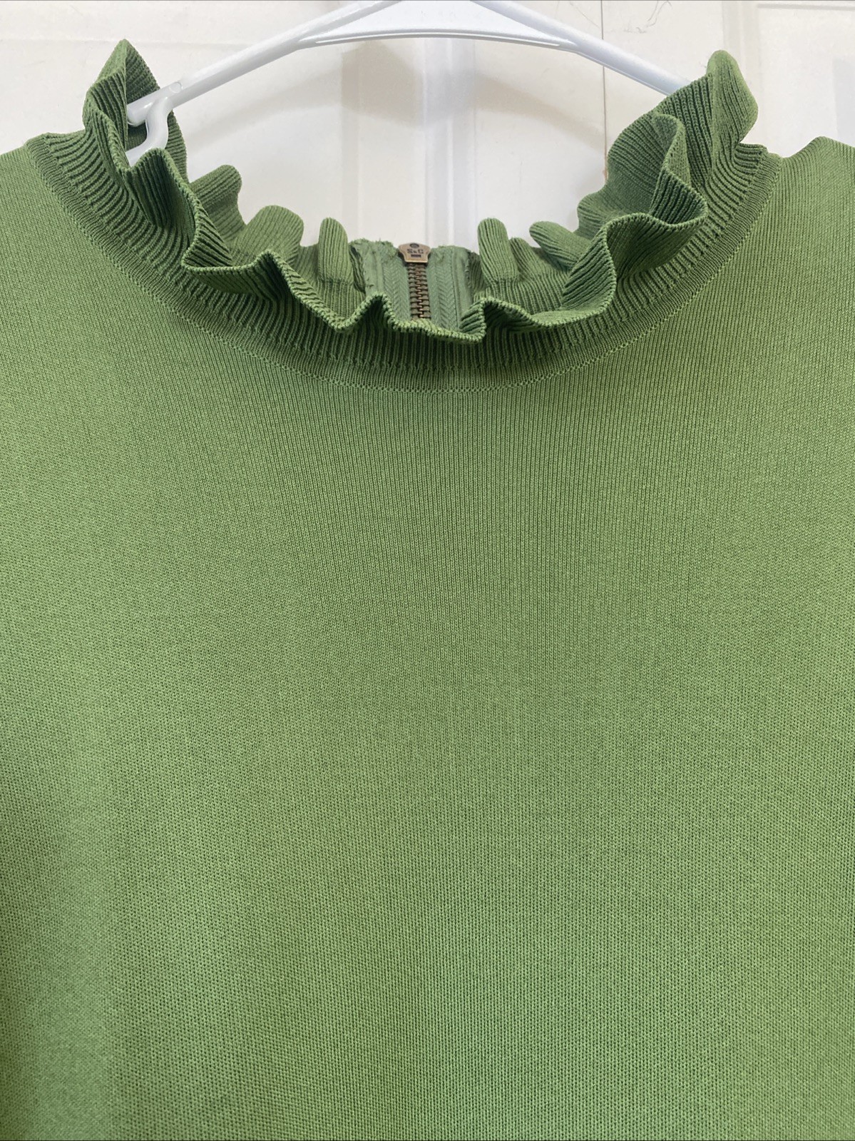 Ted Baker Zadi Knitted Frill Full Skirt Dress Sz 3 /US 8 Green