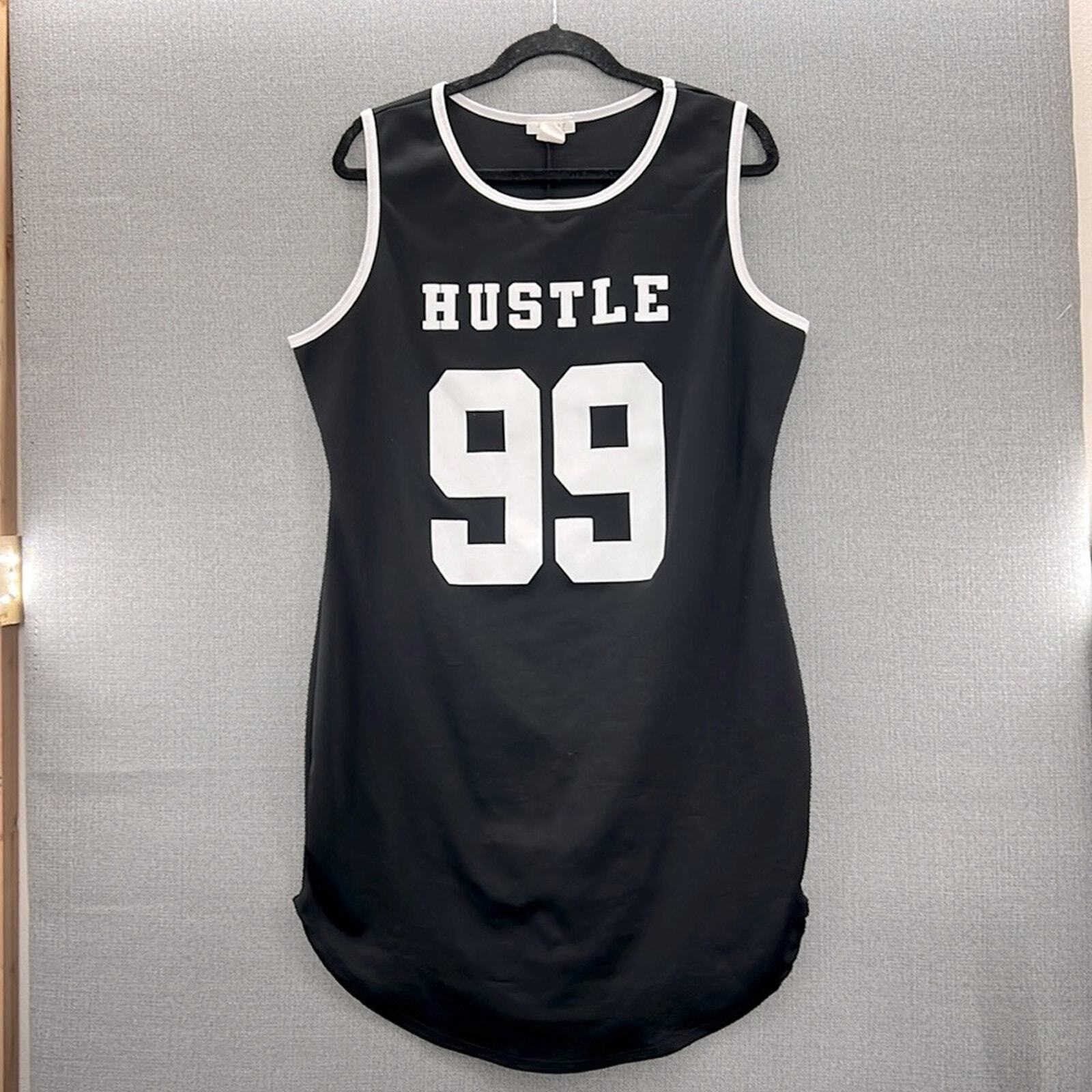 January 7 Made In USA Black White Hustle 99 Women Lightweight Jersey Dress 3XL
