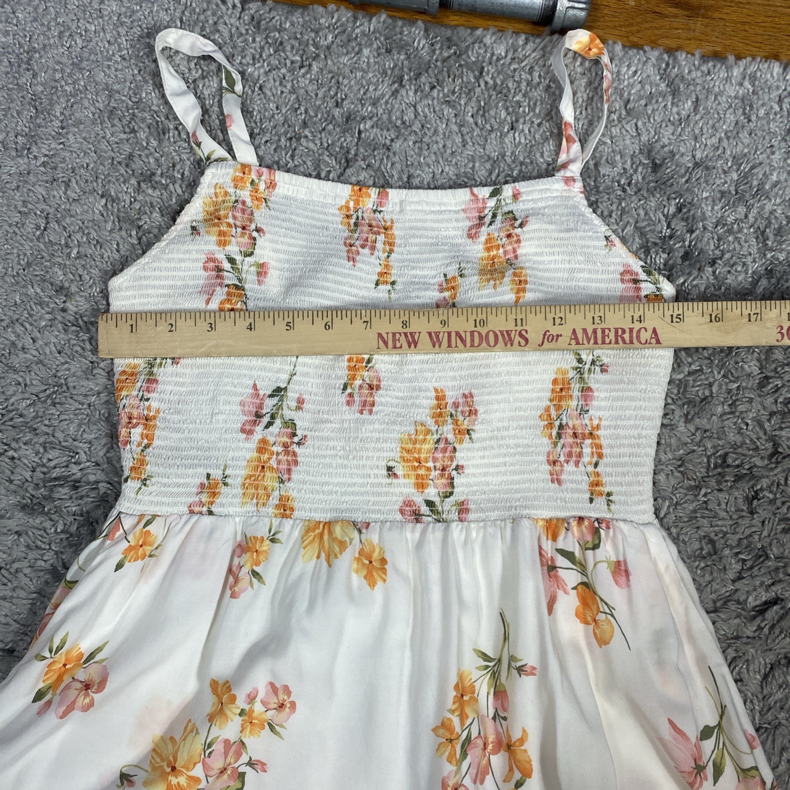 Old Navy Cami Smocked Floral MIDI Sundress Lined Pockets Cottagecore Sz M