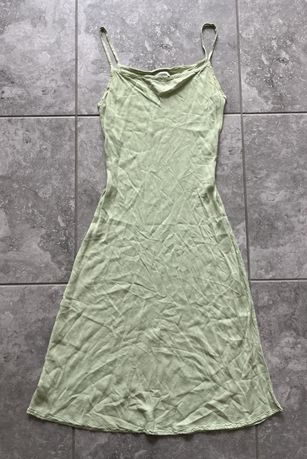 Ghost London Sleeveless Slip Rayon Midi A Line Dress Classy Green S