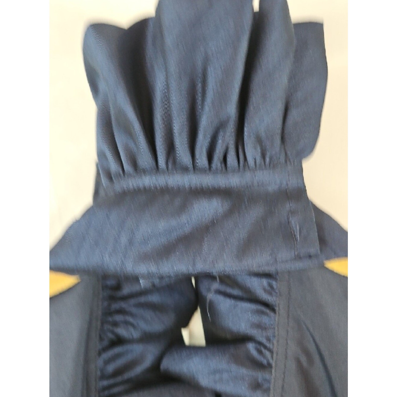 ALFRED SUNG Navy Ruffle Halter Tea-Length Dress Size 20