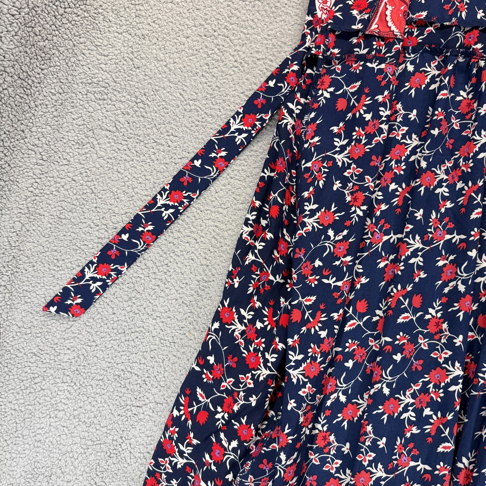 ECOWISH Womens High Split V Neck Short Sleeve Wrap Dress Red Floral Size L