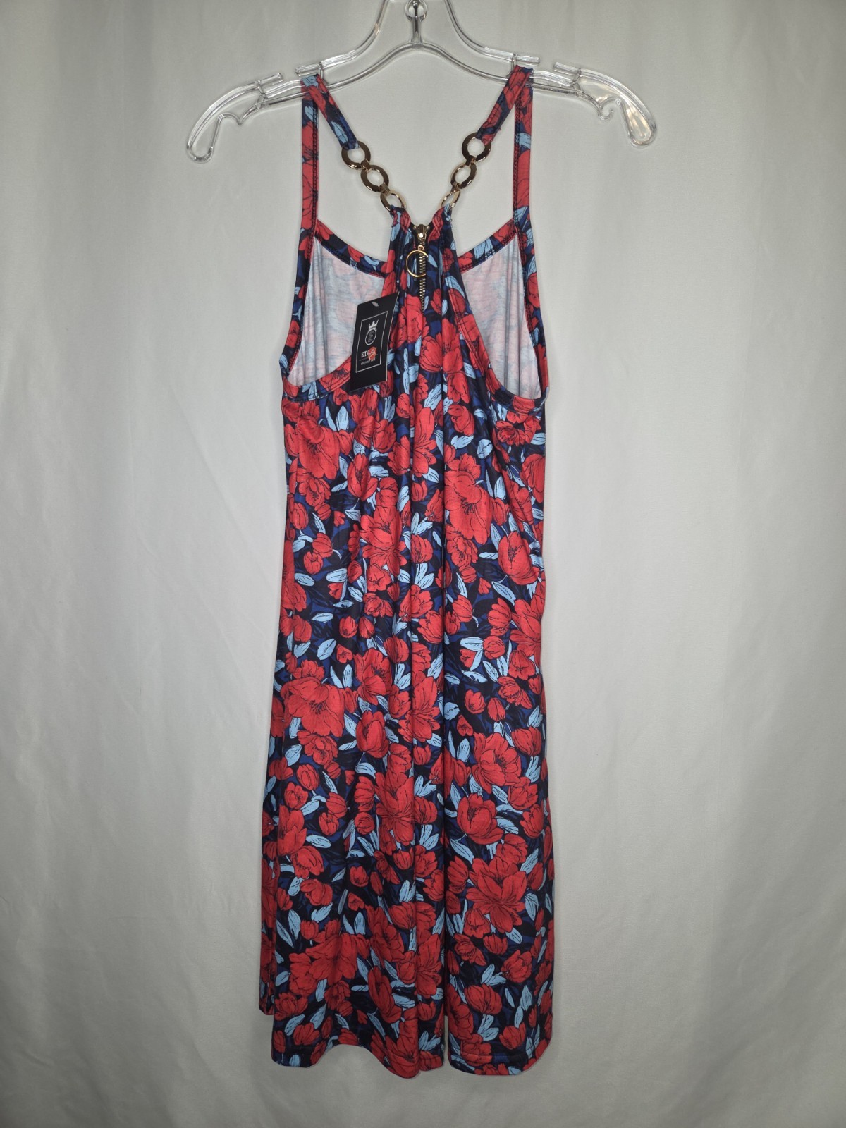 Etcyy New With Tag Dress Size XL Red Blue Floral Sleeveless