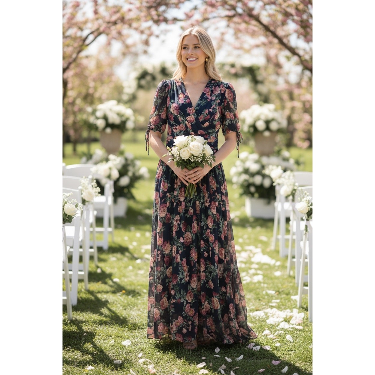 GAL MEETS GLAM DRESS 14 WEDDING GUEST SOFT FEMININE LONG MAXI FLORAL MILKMAID